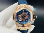HB Factory Swiss Replica Hublot Big Bang Sang Bleu 45MM Watch Rose Gold Blue Dial